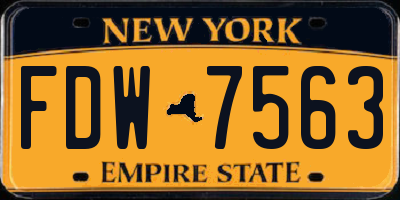 NY license plate FDW7563