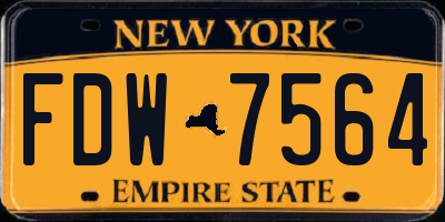NY license plate FDW7564