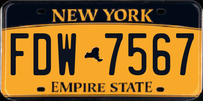 NY license plate FDW7567
