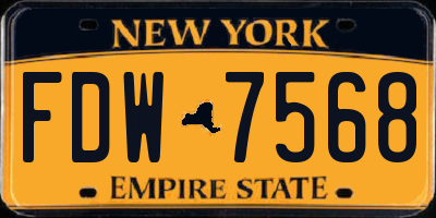 NY license plate FDW7568