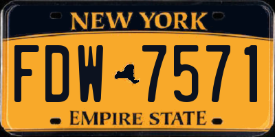 NY license plate FDW7571