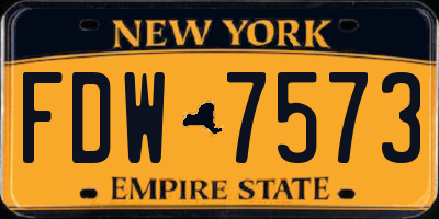 NY license plate FDW7573