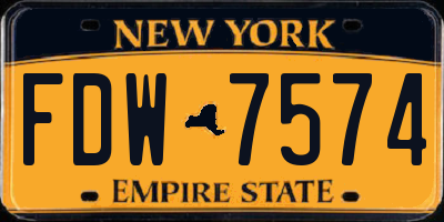 NY license plate FDW7574