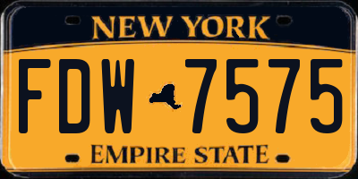NY license plate FDW7575