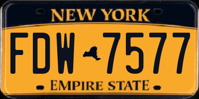 NY license plate FDW7577