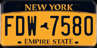 NY license plate FDW7580