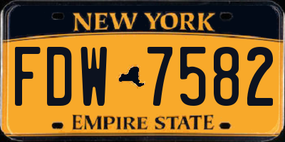 NY license plate FDW7582