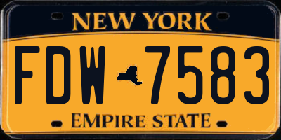 NY license plate FDW7583