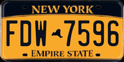 NY license plate FDW7596