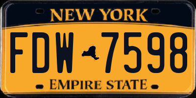 NY license plate FDW7598