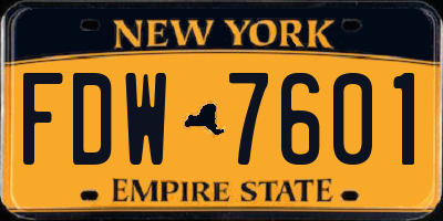 NY license plate FDW7601