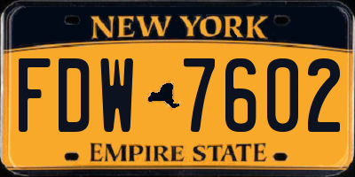 NY license plate FDW7602