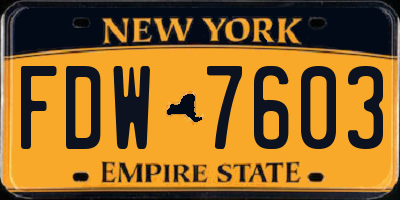 NY license plate FDW7603