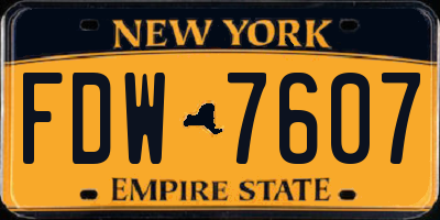 NY license plate FDW7607
