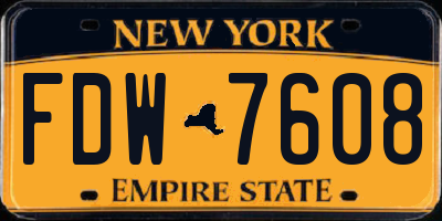 NY license plate FDW7608