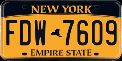NY license plate FDW7609