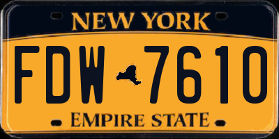 NY license plate FDW7610