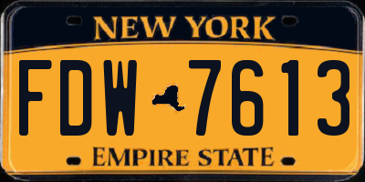 NY license plate FDW7613