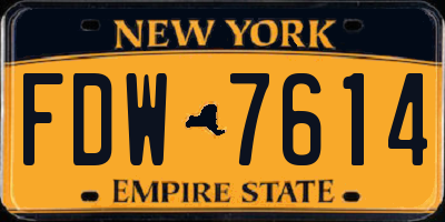 NY license plate FDW7614