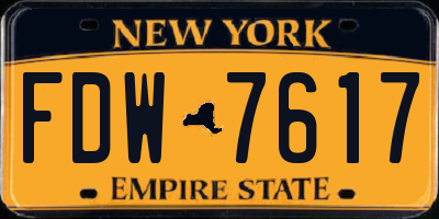 NY license plate FDW7617