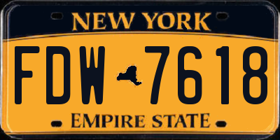 NY license plate FDW7618