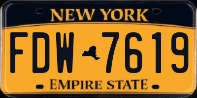 NY license plate FDW7619
