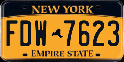 NY license plate FDW7623