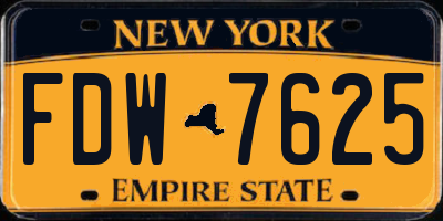 NY license plate FDW7625