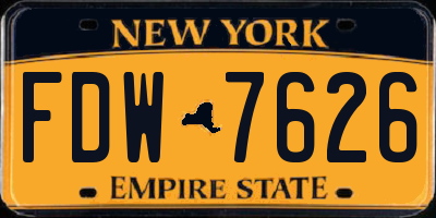 NY license plate FDW7626