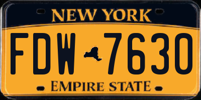 NY license plate FDW7630