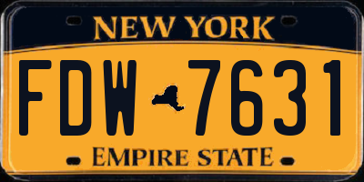 NY license plate FDW7631