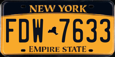 NY license plate FDW7633