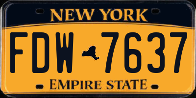 NY license plate FDW7637