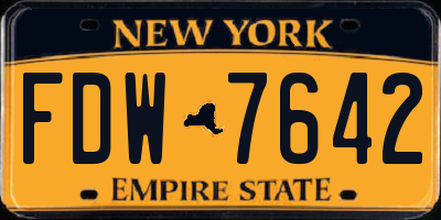 NY license plate FDW7642