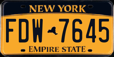 NY license plate FDW7645