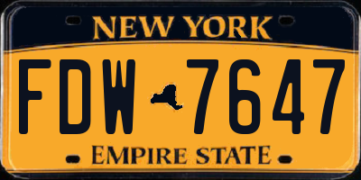 NY license plate FDW7647