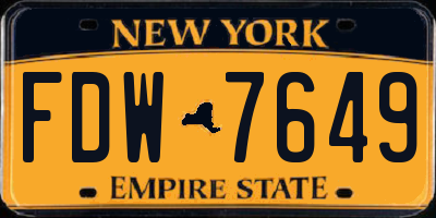 NY license plate FDW7649