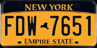 NY license plate FDW7651