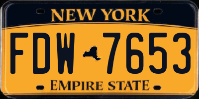 NY license plate FDW7653