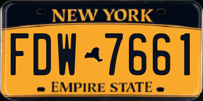 NY license plate FDW7661