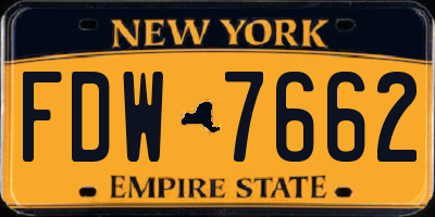 NY license plate FDW7662
