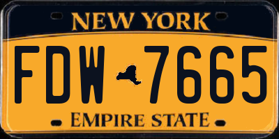 NY license plate FDW7665