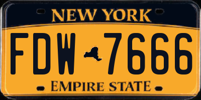 NY license plate FDW7666