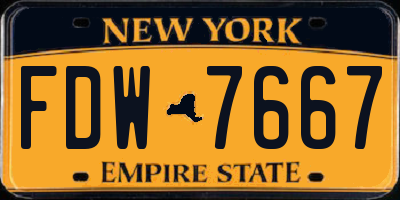 NY license plate FDW7667