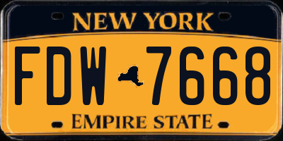 NY license plate FDW7668