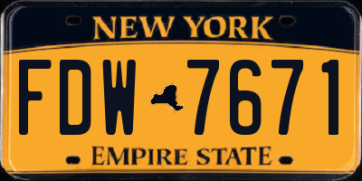 NY license plate FDW7671