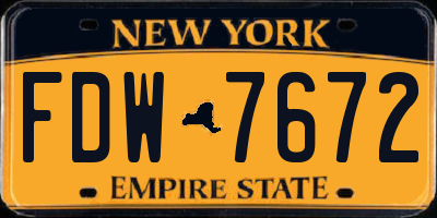 NY license plate FDW7672