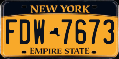 NY license plate FDW7673