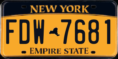 NY license plate FDW7681