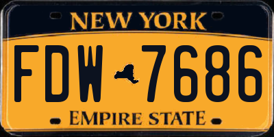 NY license plate FDW7686